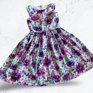 Miss Smarty Pants New Hand Crafted Spring Purple Floral Dress Girls Size 12